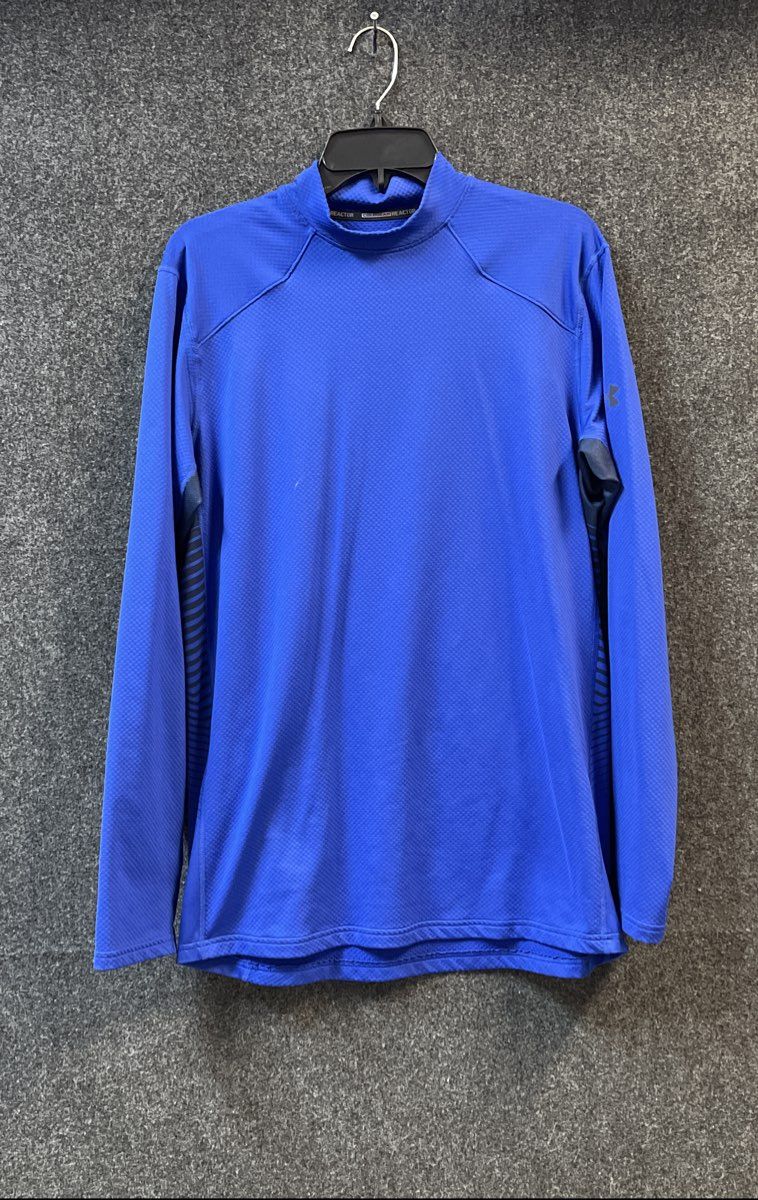 Under Armour Men's ColdGear Reactor Fitted Mock Neck Long Sleeve Blue Shirt Sz L