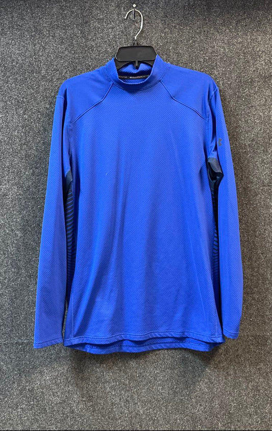 Under Armour Men's ColdGear Reactor Fitted Mock Neck Long Sleeve Blue Shirt Sz L
