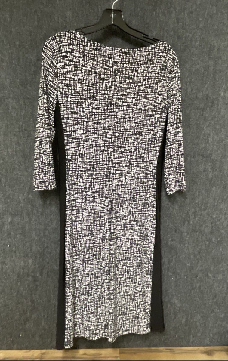 Lauren Ralph Lauren Women's Black White Geometric Print Sheath Dress Size 10
