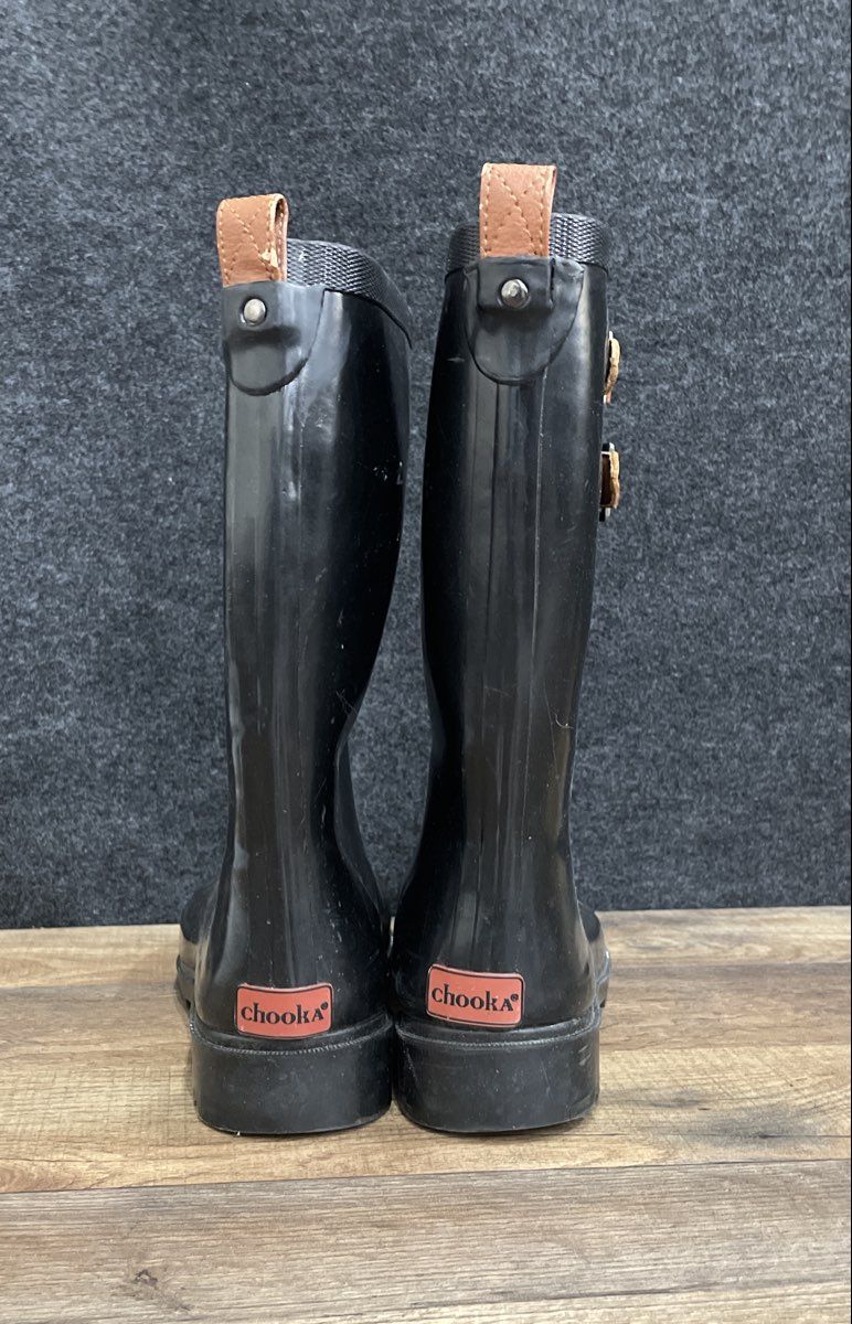 Chooka Black Rubber Buckle Detail Rain Boots Women's Size 7