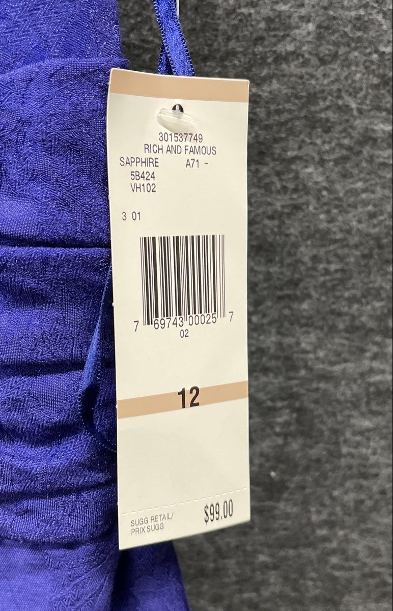 Evan-Picone Women's Sapphire Purple Ruched Sleeveless Textured Dress Sz 12 NWT