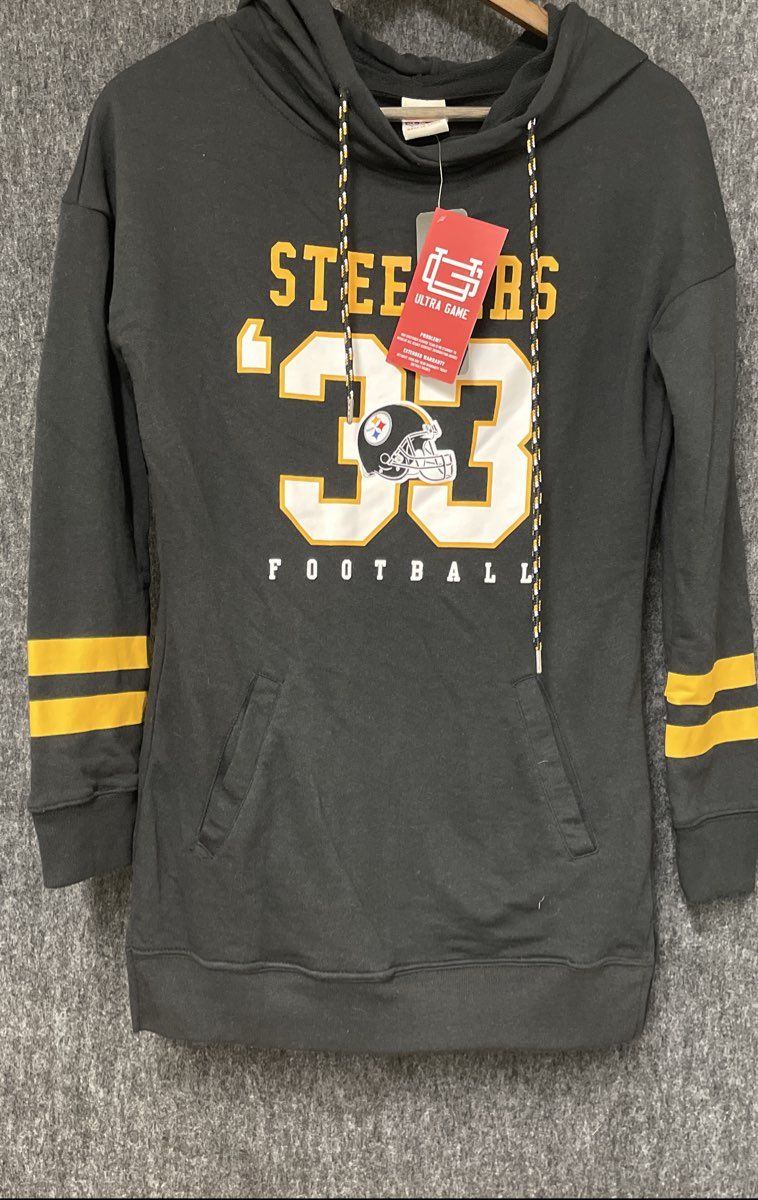 Ultra Game Women's NFL Pittsburgh Steelers Hoodie Dress Black NWT Sz Small