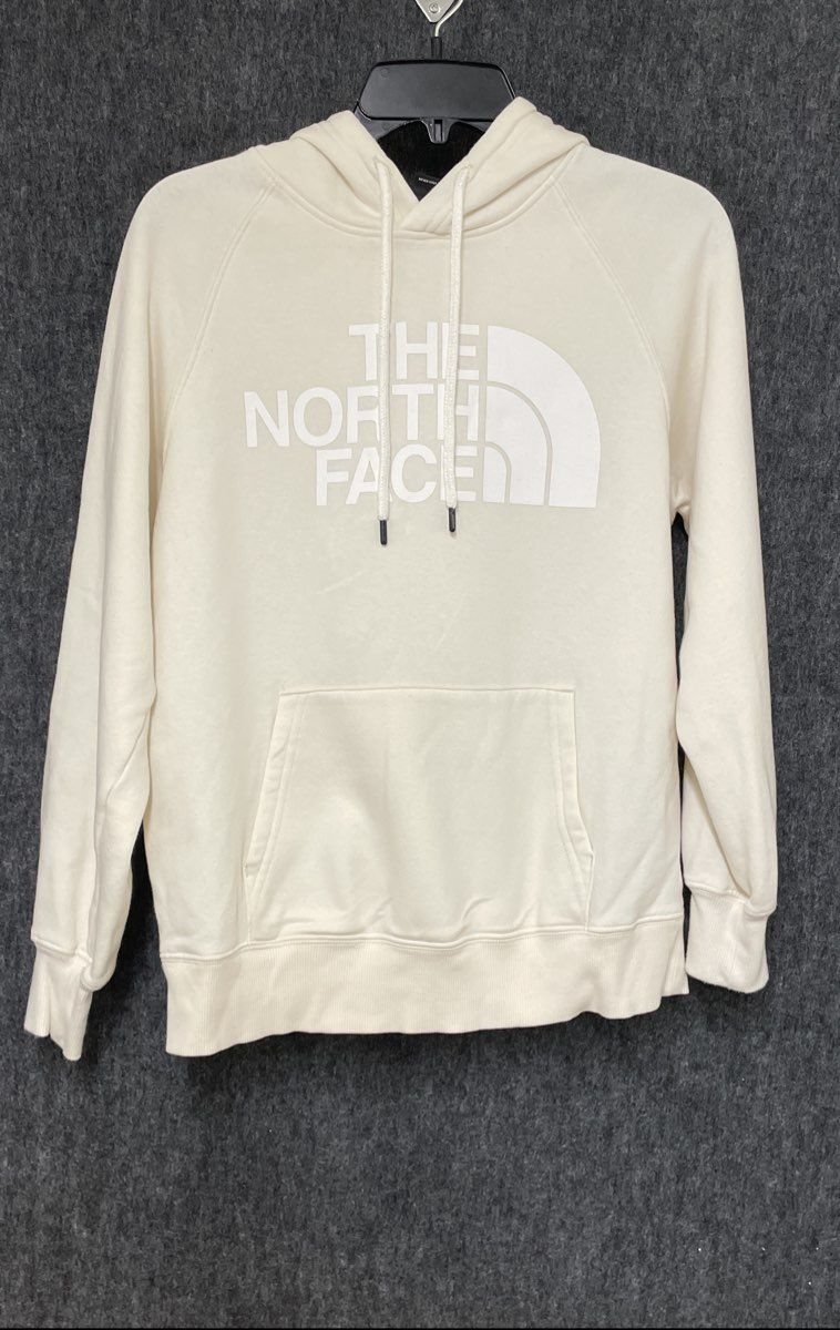 The North Face Women's Cream Pullover Logo Hoodie Kangaroo Pocket Sz S