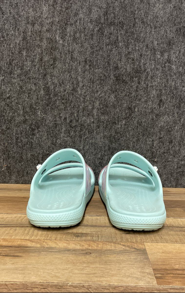 Crocs Classic Dream Sandal Mint Floral Two Strap Slides Men's 9 Women's 11