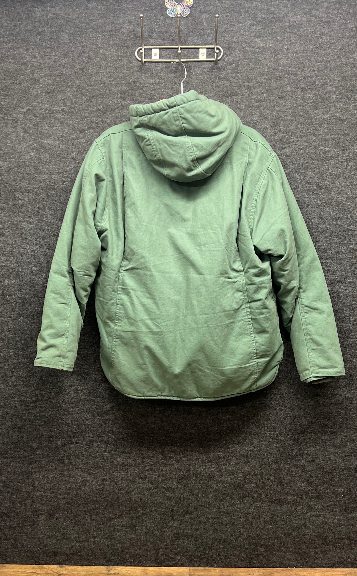 C.E. Schmidt Women's Green Sherpa Lined Hooded Workwear Jacket Sz L 14-16