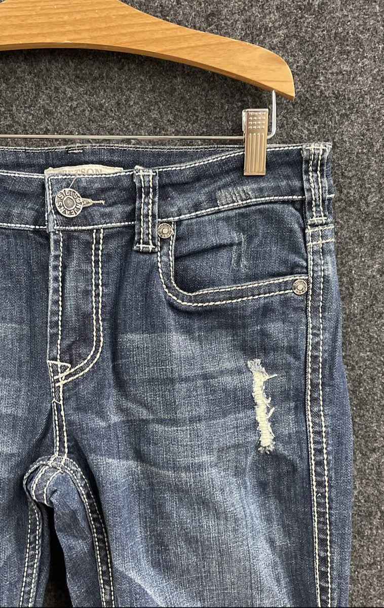 Stetson Women's Blue Embellished Studded Flap Pocket Bootcut Jeans Size 10 Reg