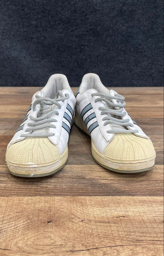 Vintage 2003 Adidas Superstar Tim Duncan 21 White Blue Sneakers Size 8