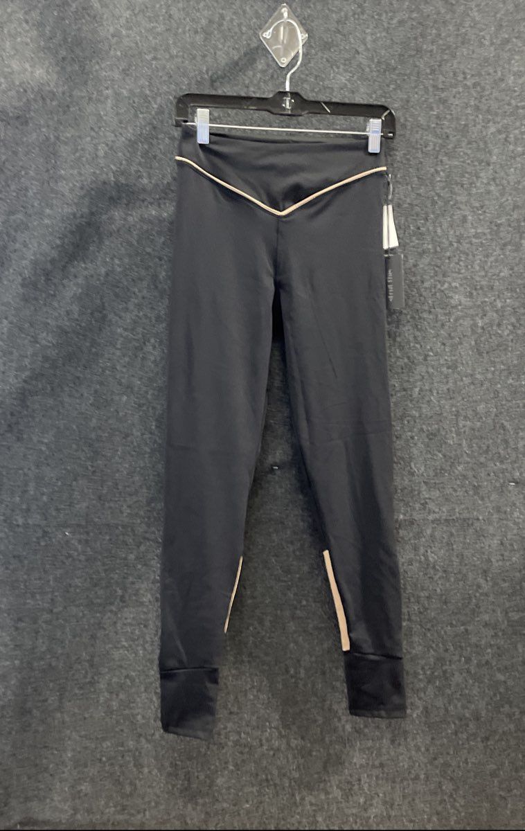 Strut This Women's Oliver Ankle Leggings Black Cashew Waffle Trim Sz L NWT