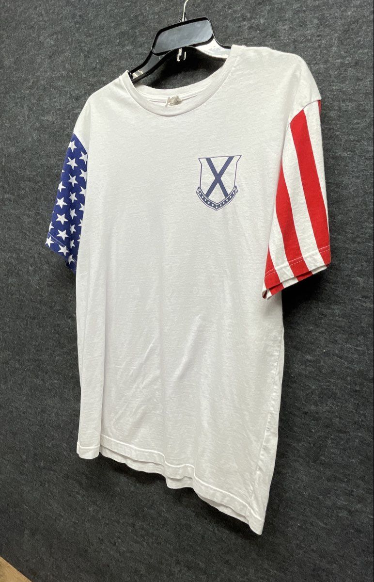 Old Row Happy Birthday America T-Shirt American Flag Sleeves USA Graphic Sz L