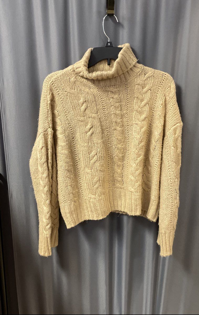 Esmara Women's Tan Chunky Cable Knit Turtleneck Sweater Sz XL 16/18