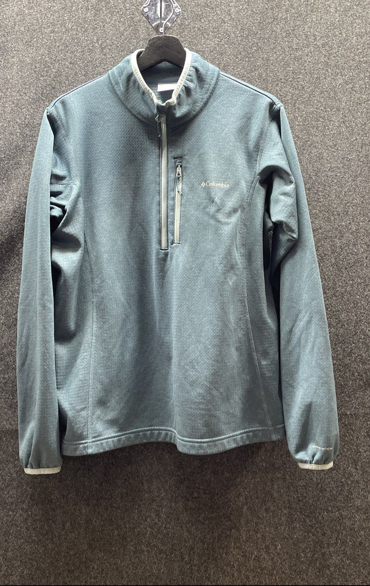 Columbia Women's Blue 1/4 Zip Waffle Grid Fleece Jacket Omni-Wick Size XL