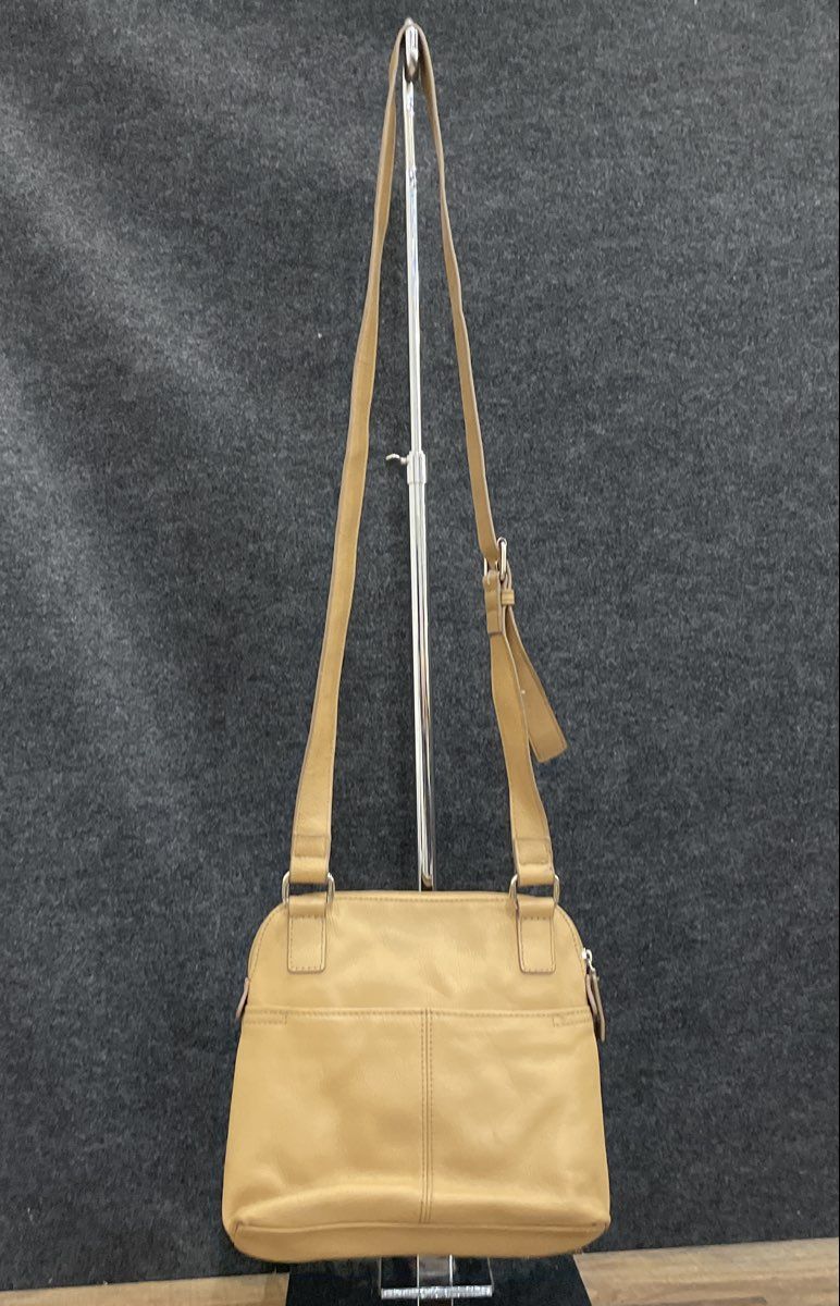 Tignanello Brown Leather Multi Zip Crossbody Bag Silver Hardware