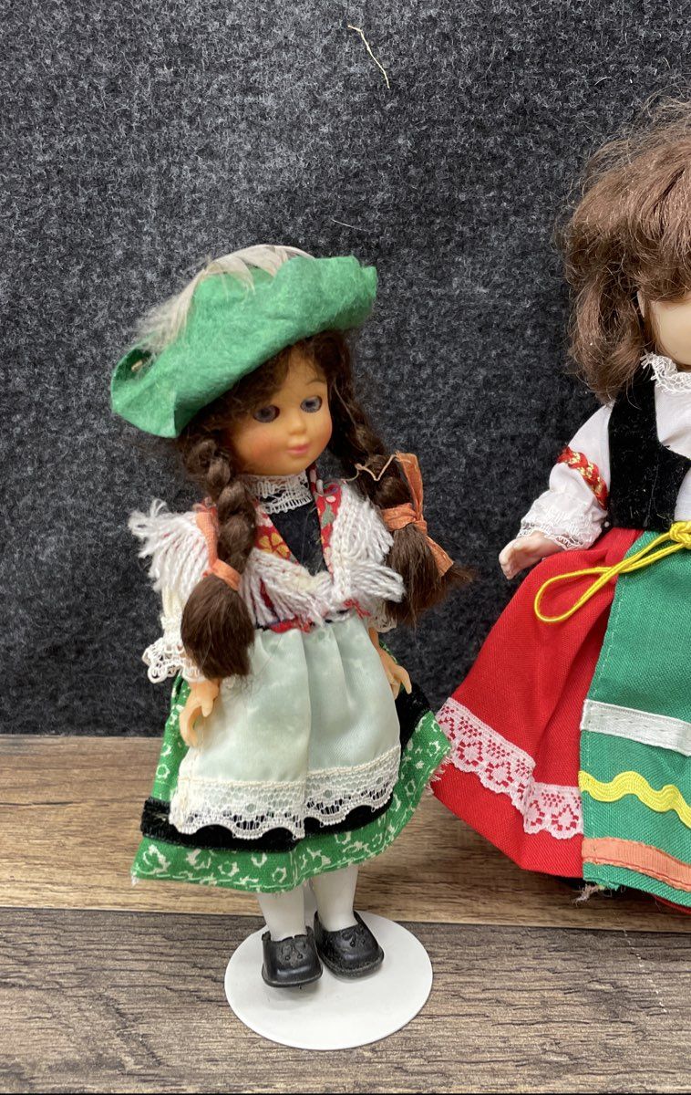 Vintage Souvenir Doll Lot 3 Pcs International Costume Hong Kong Made Sleep Eyes