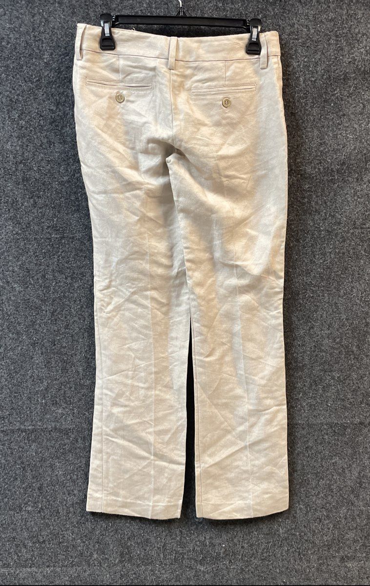 New York & Company Women's Tan Linen Viscose Blend Straight Leg Pants Sz 0 NWT