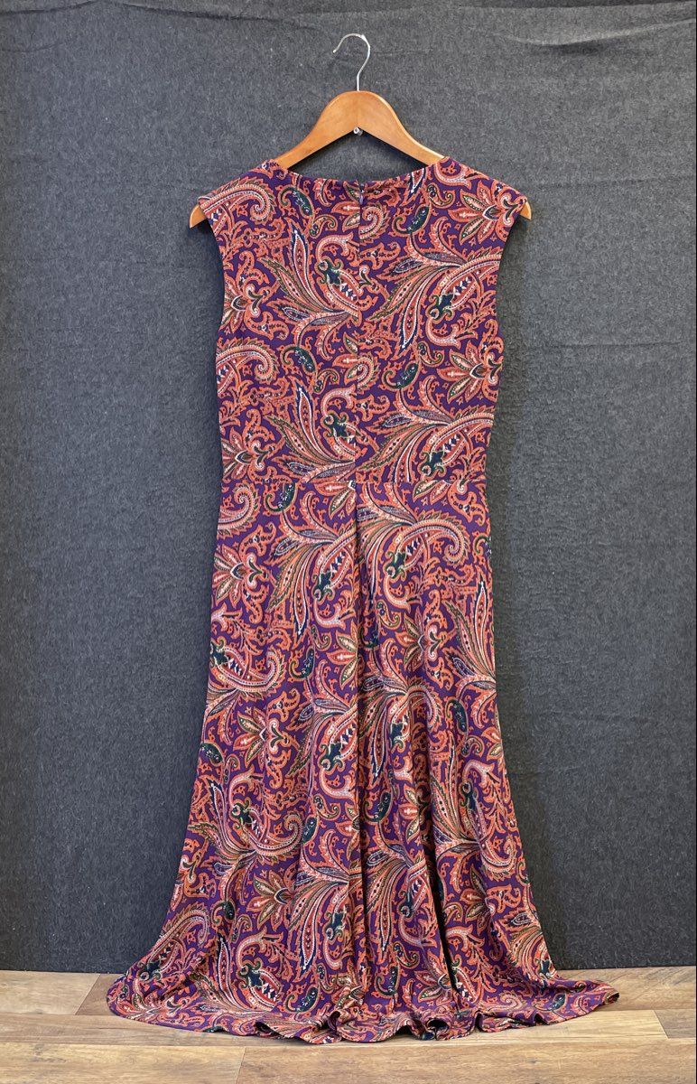 Lauren Ralph Lauren Women's Paisley Twist Front Sleeveless Maxi Dress Size 6