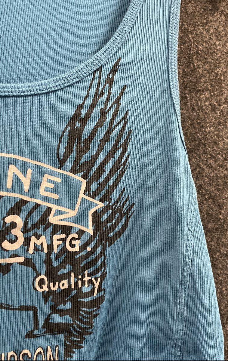 Harley-Davidson Genuine Motorcycles Eagle Graphic Ribbed Tank Top Blue Sz 1W