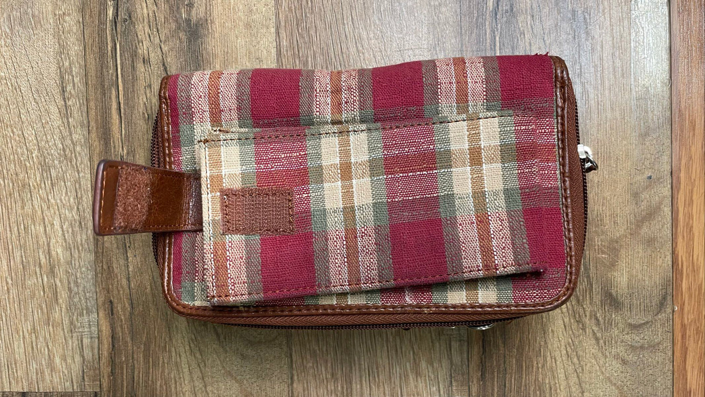 Longaberger Homestead Red Plaid Crossbody Purse Wallet Card Holder Lot of 3