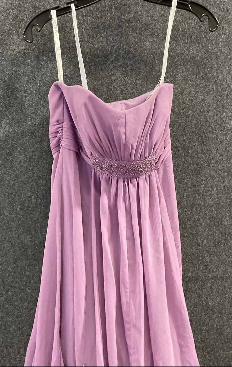 David's Bridal Women's Wisteria Purple Strapless Beaded Crinkle Dress Sz 2 NWT
