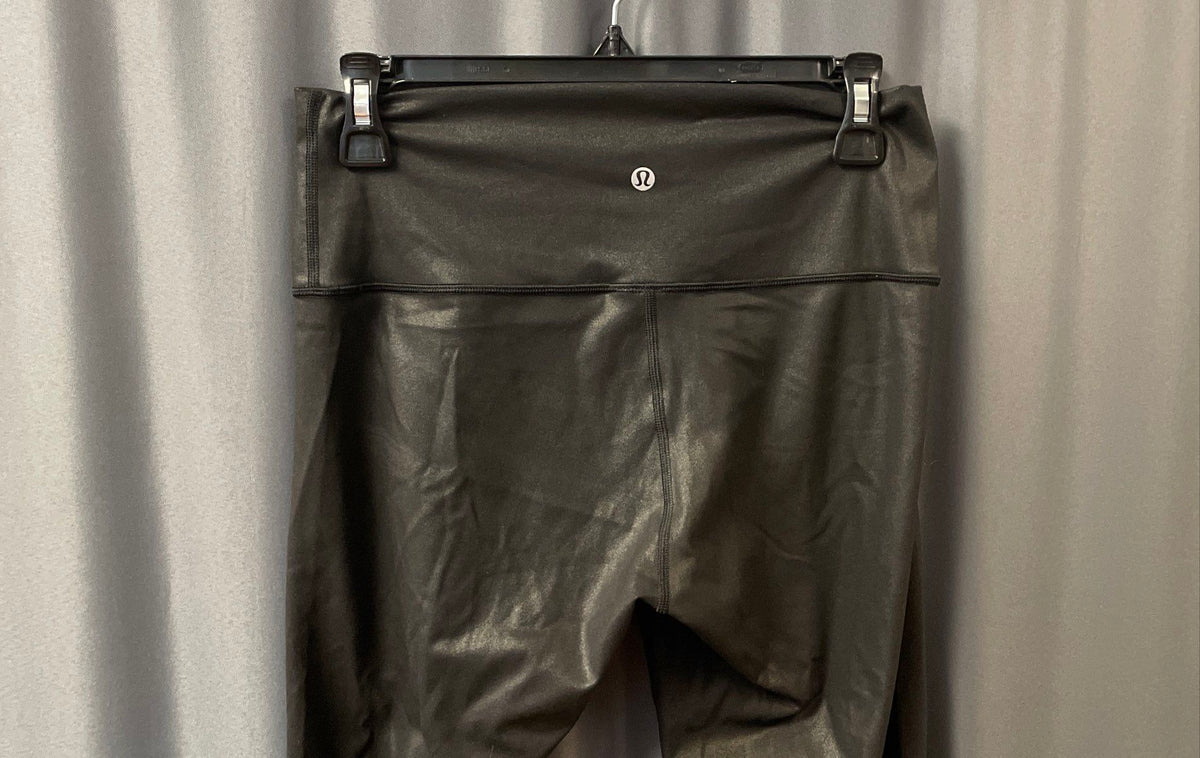 Lululemon Women's Black Coated Wunder Under High Rise Tight Leggings Sz 8