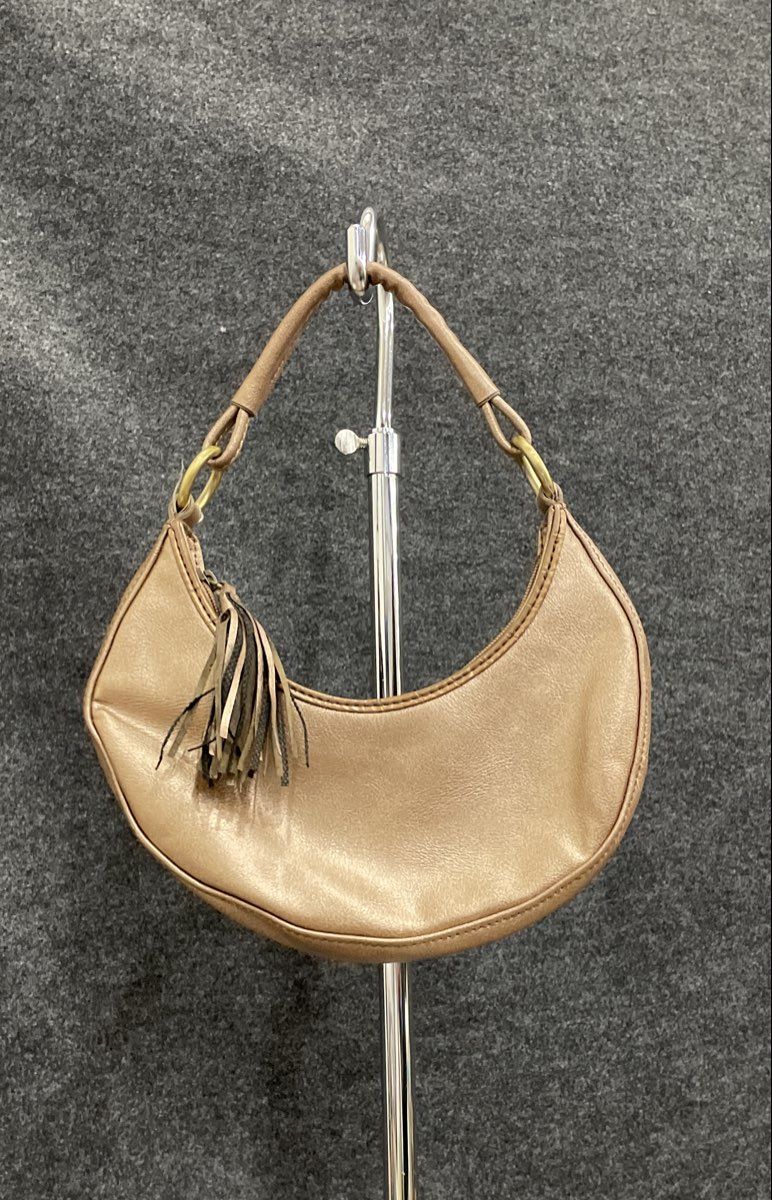 Vintage 2000s Liz Claiborne Brown Metallic Jeweled Crescent Hobo Shoulder Bag