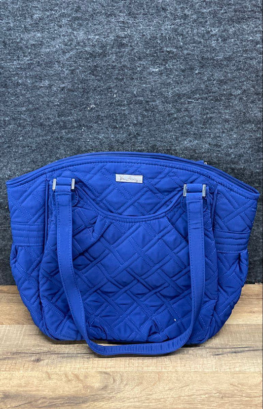 Vera Bradley Cobalt Blue Quilted Microfiber Shoulder Bag Tote Silver Hardware