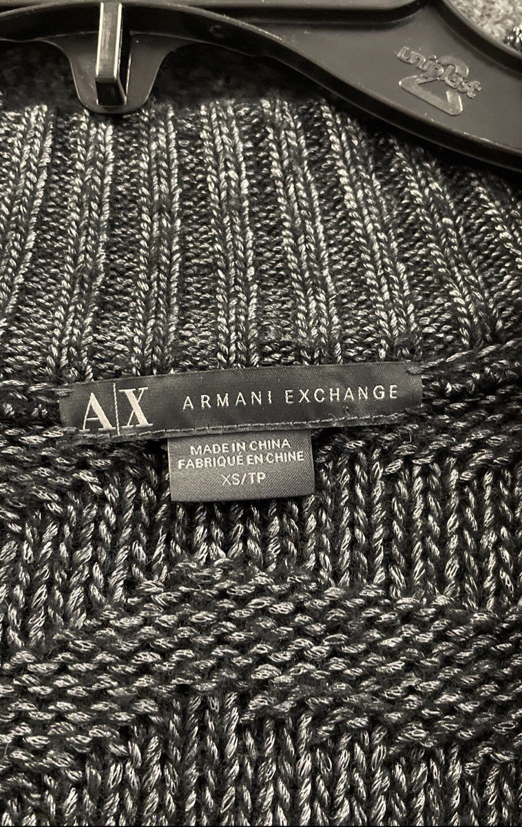 Armani Exchange Women's Black White Marled Knit Sweater Dress Cap Sleeve Sz XS