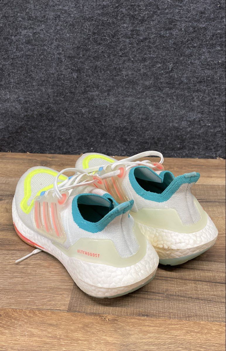 Adidas Ultraboost 22 White Solar Yellow Teal Running Shoes Size 7.5