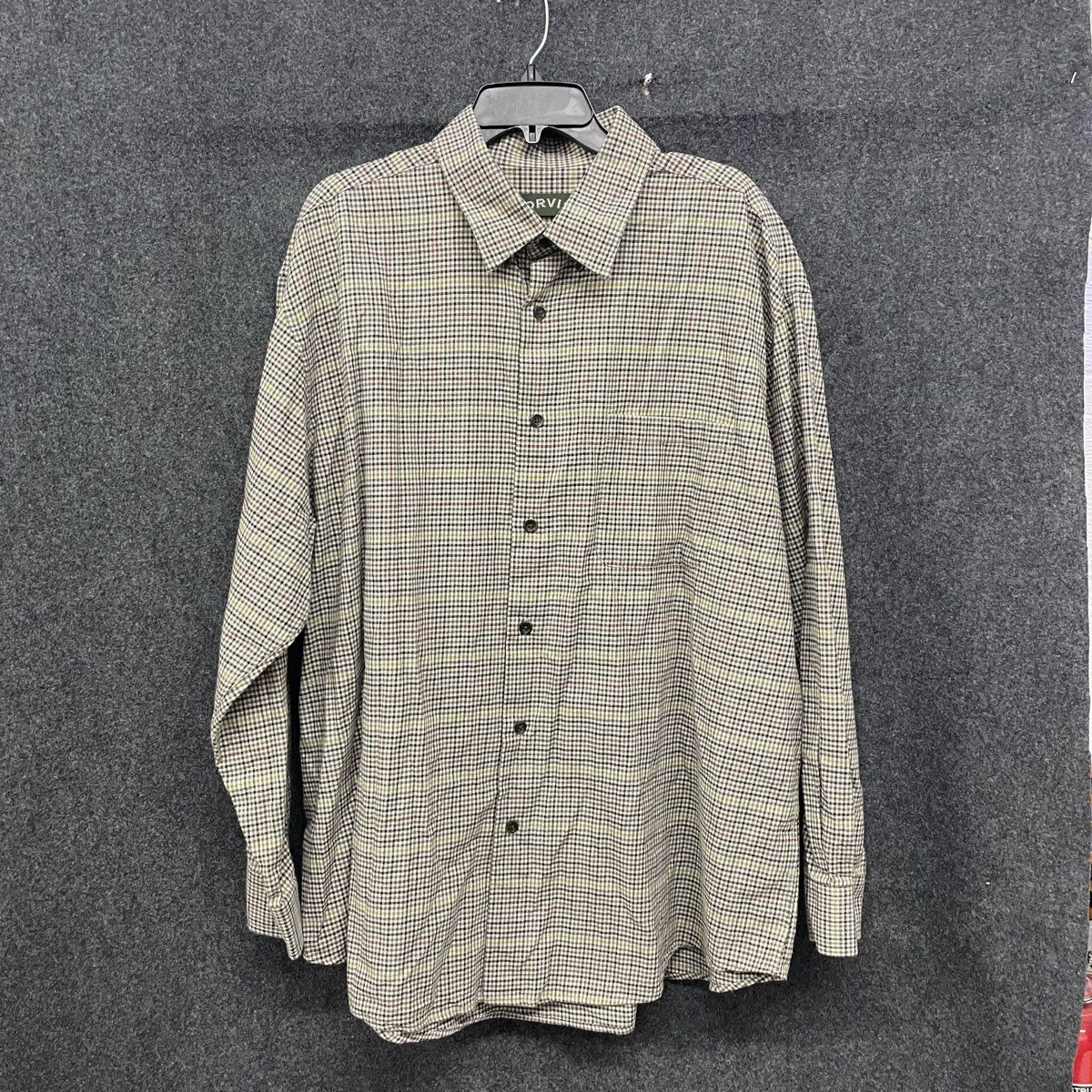 Orvis Men's Multicolor Plaid Check Long Sleeve Button Up Shirt Sz XXL