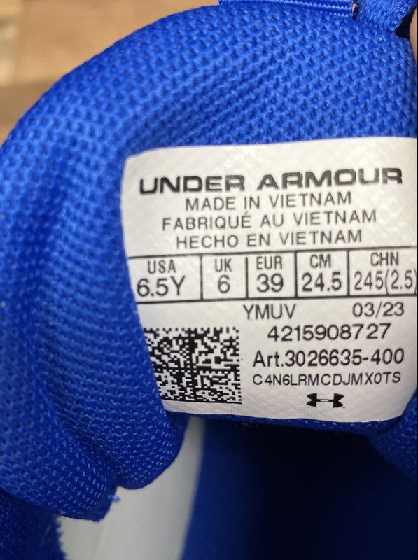 Under Armour Jet '23 Royal Blue White Kids Basketball Shoes Size 6.5Y