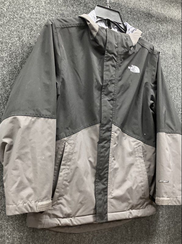 The North Face Boy's DryVent Hooded Jacket Gray Black Two Tone Sz M 10/12