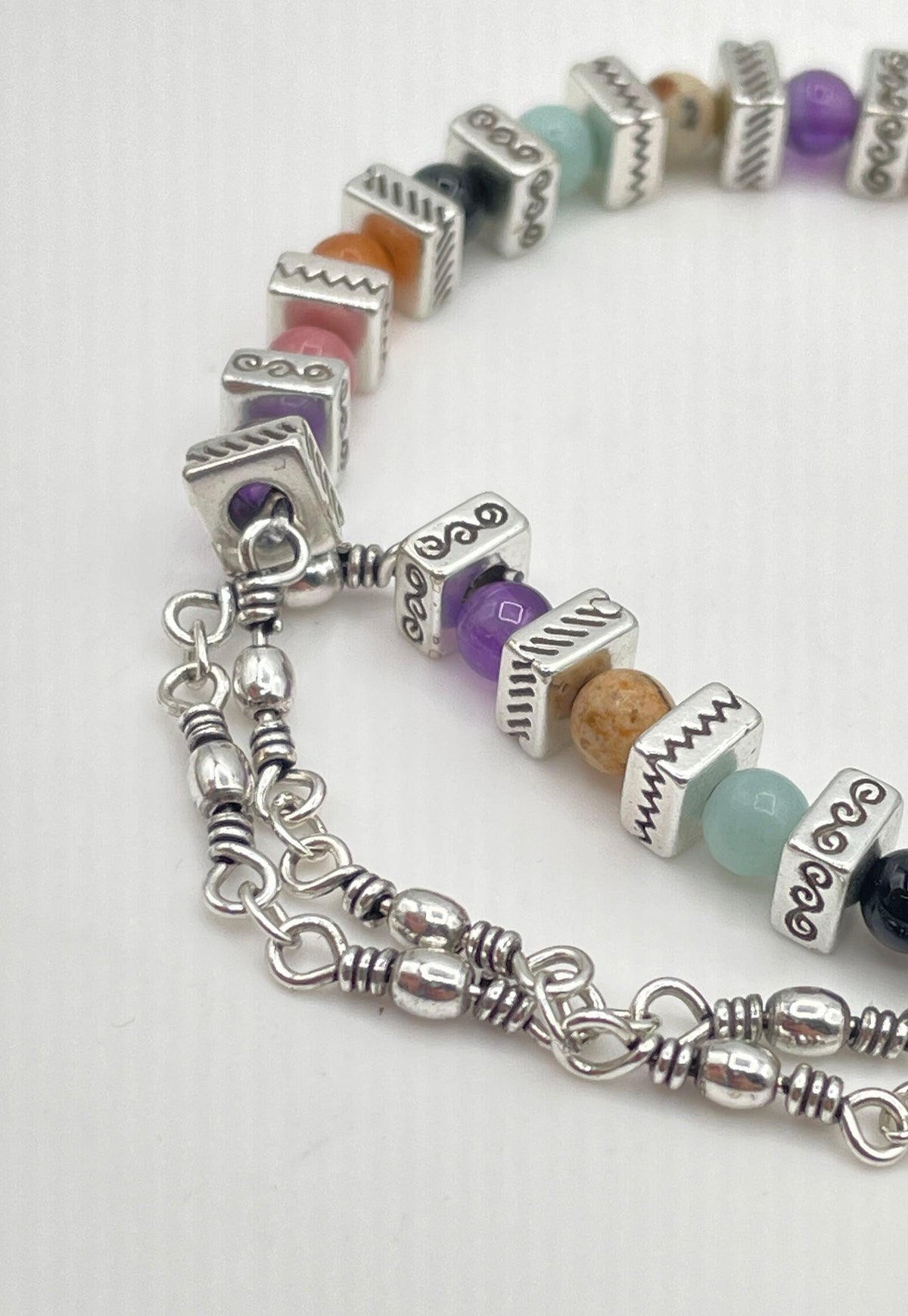 Brighton Silver Tone Multicolor Confetti Bead Necklace 22.9g