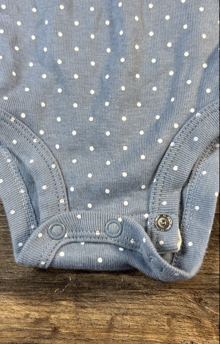 Carter's Baby Girls Blue Polka Dot Heart Long Sleeve Bodysuit Sz NB
