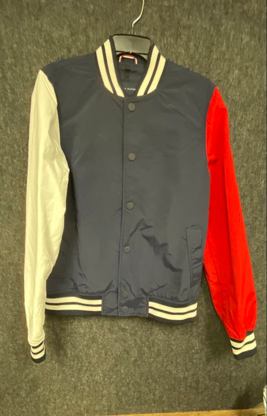 Tommy Hilfiger Men's Varsity Bomber Jacket Colorblock Navy Red White Sz S