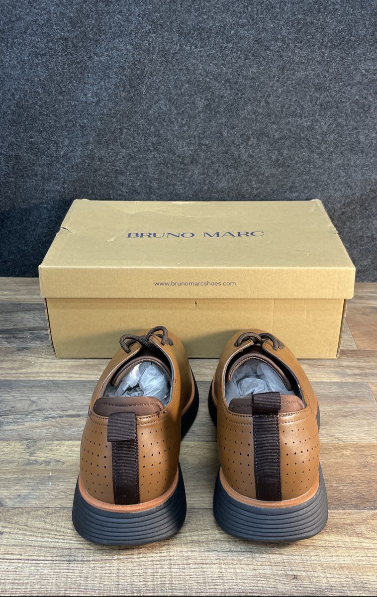 Bruno Marc MaxFlex Dress Sneaker Cognac Tan Men's Casual Shoes Size 10 DS