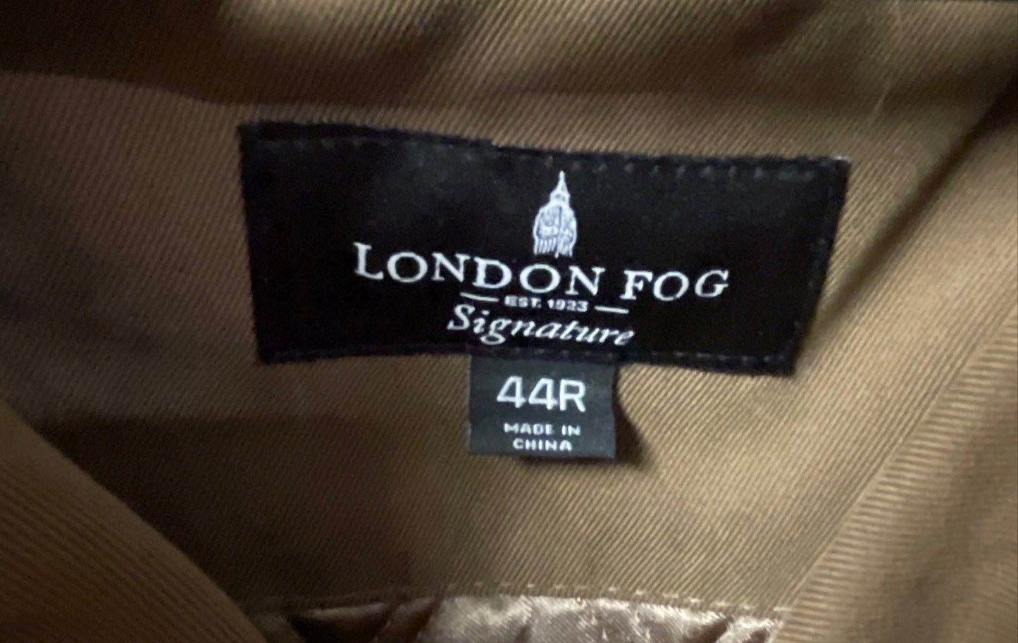 London Fog Men's Durham Trench Coat British Khaki Zip Out Lining Sz 44R NWT