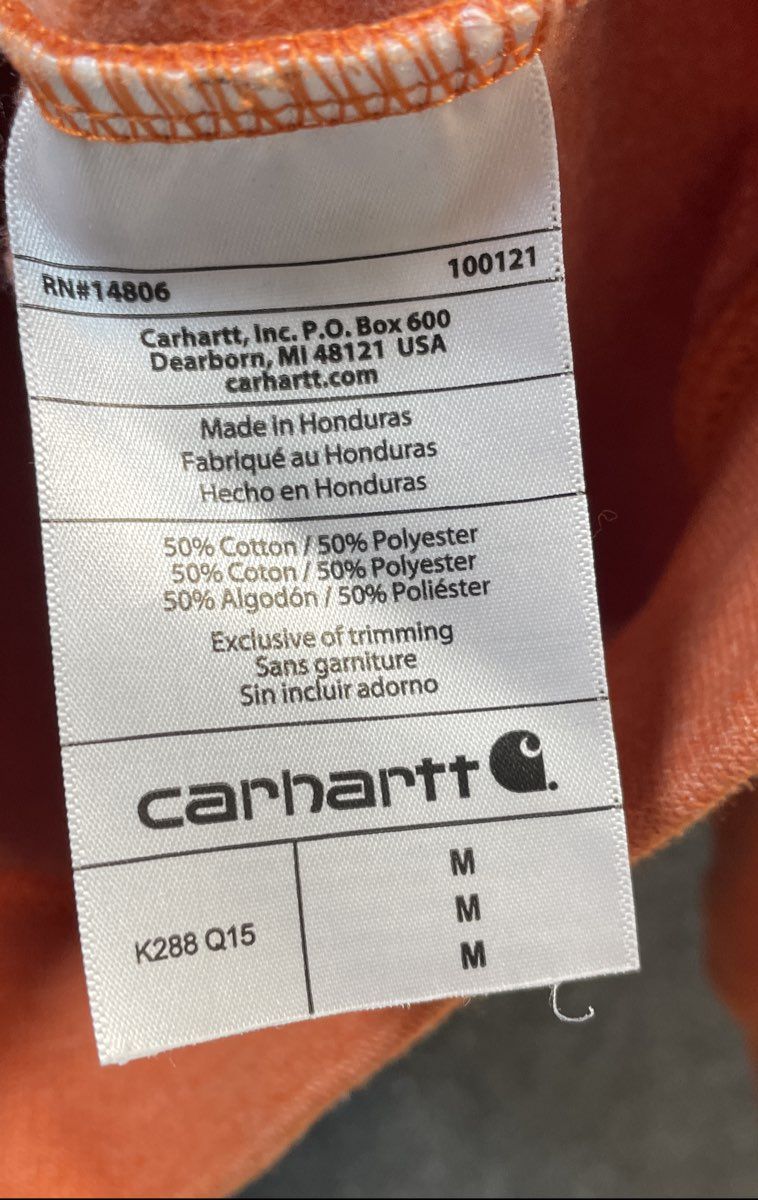 Carhartt Men's Orange Loose Fit Graphic Sleeve Pullover Hoodie K288 Size M