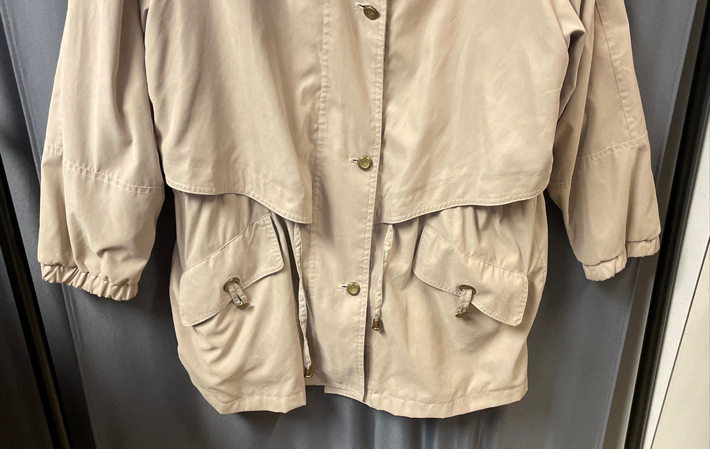 Vintage 90s Braetan Women's Beige Storm Flap Drawstring Waist Jacket Sz S