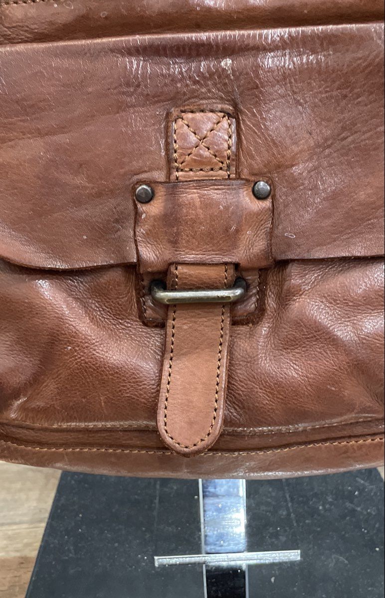 Harbour 2nd Brown Leather Anchor Logo Distressed Crossbody Shoulder Bag