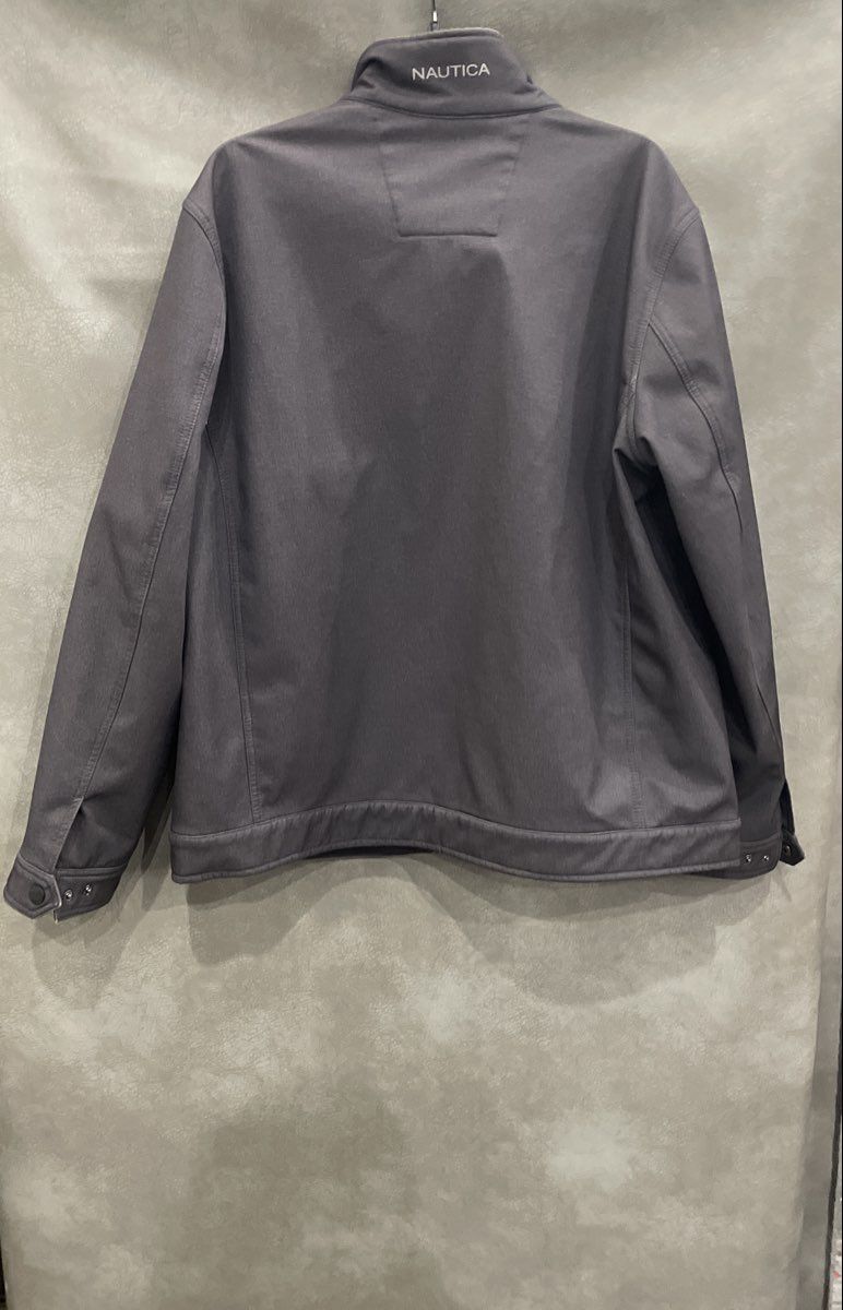 Nautica Men's Grey Softshell Stretch Water Resistant Full Zip Jacket Sz XL