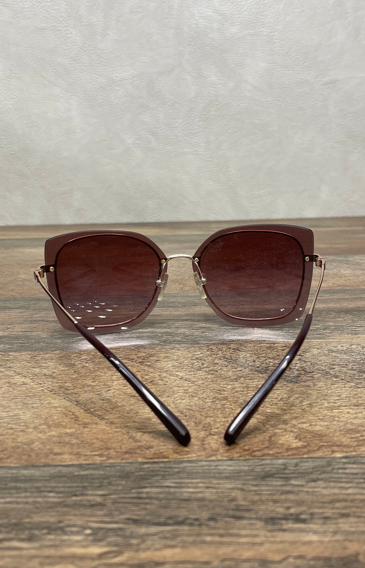 Michael Kors Phuket MK1040 Burgundy Gold Oversized Butterfly Sunglasses