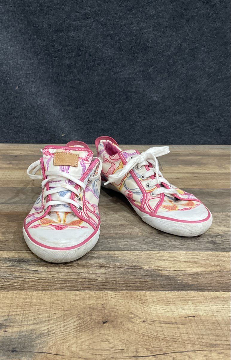 Coach Barrett Pink Multi Optic Signature Canvas Sneakers Women's Size 10B
