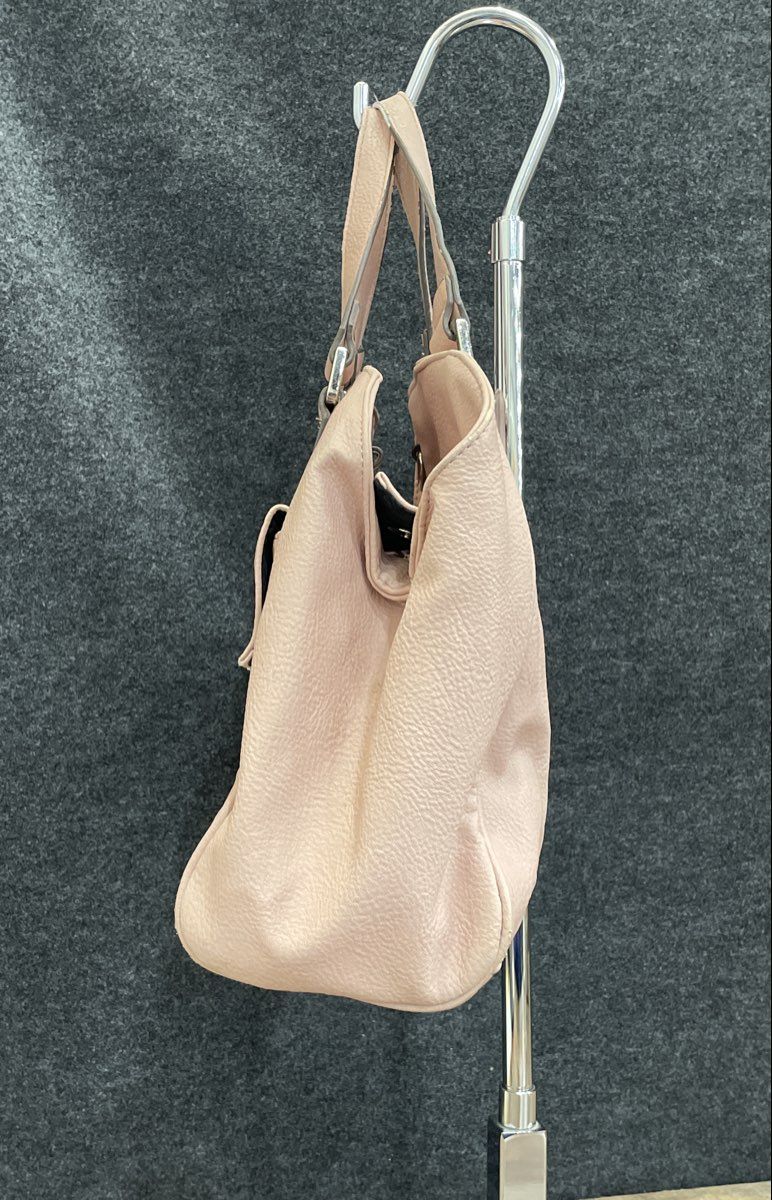 Steve Madden Pink Pebbled Leather Satchel Tote Handbag Silver Hardware