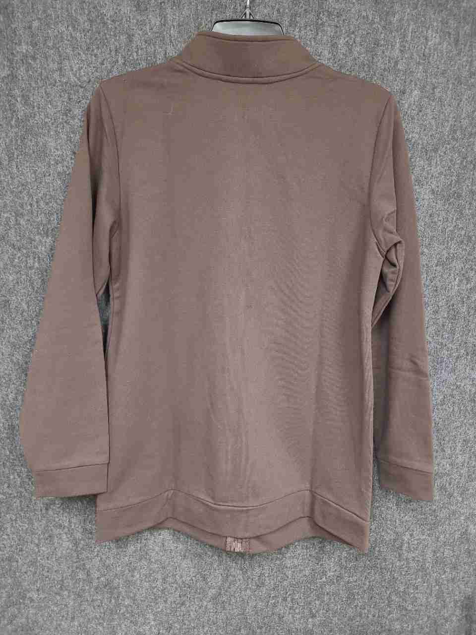 Quacker Factory Women's Brown Autumn Harvest Pumpkin Rhinestone Jacket Tee Sz S
