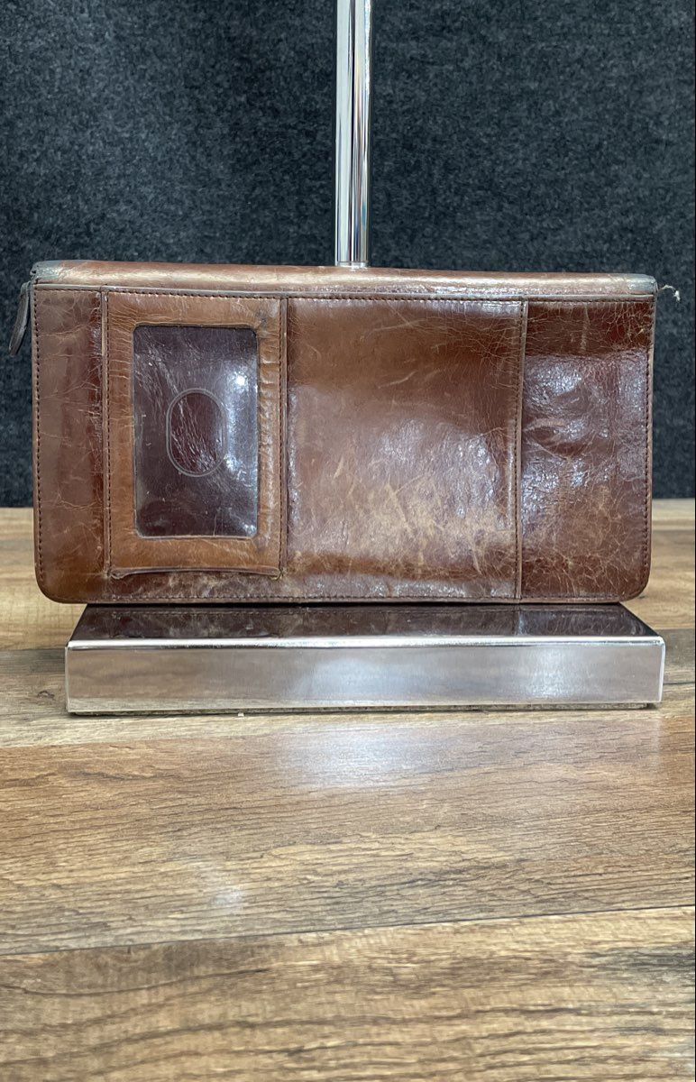 Kolo Landry Brown Leather Zip Around Travel Wallet Organizer Clutch ID Window