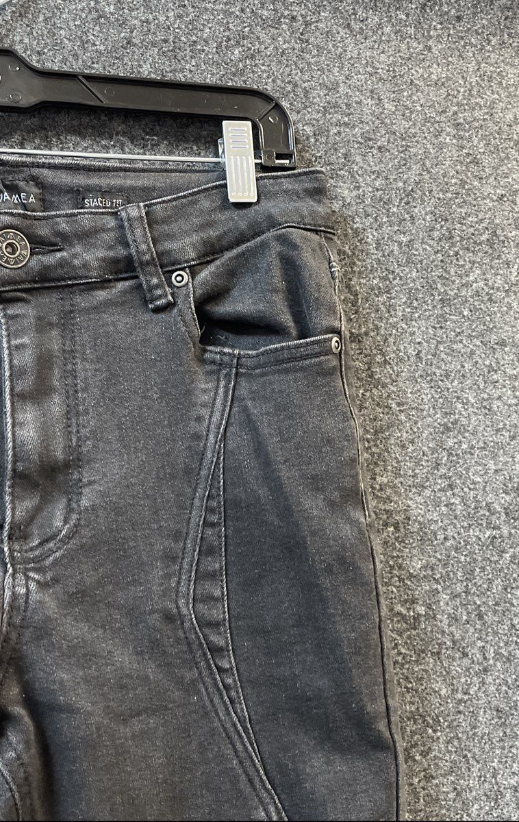 Waimea Boys' Stacked Fit Jeans Black Panelled Streetwear Denim Sz 18