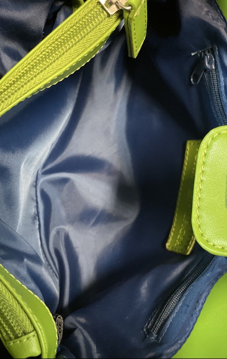 Tommy Hilfiger Lime Green Pebbled Shoulder Bag Silver Buckle Accents Purse