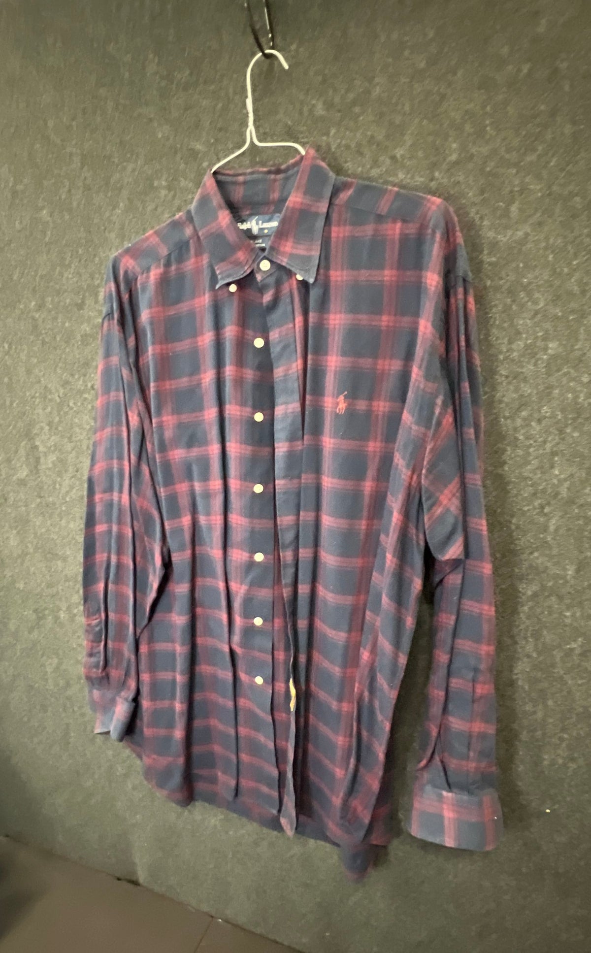 Vintage 90s Polo Ralph Lauren Men's Blake Navy Burgundy Plaid Shirt Sz L