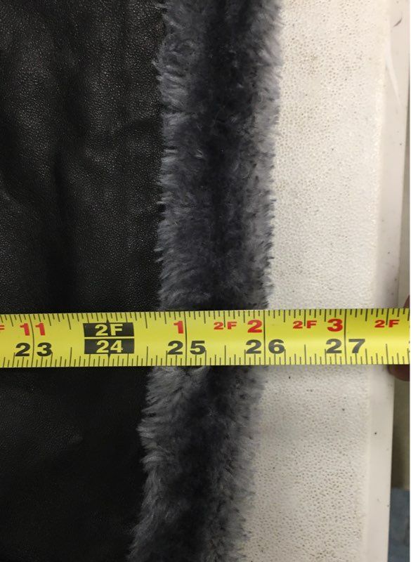 Real Leather Men's Black Faux Shearling Lined Flight Bomber Jacket Sz 25 P2P