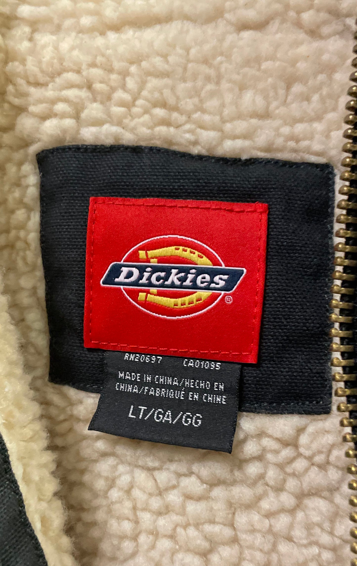 Dickies Men's Black Sherpa Lined Duck Canvas Hooded Full Zip Jacket Sz LT