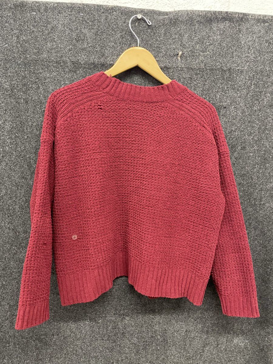 Time and Tru Women's Burgundy Open Front Waffle Knit Cardigan Sweater Sz M 8-10
